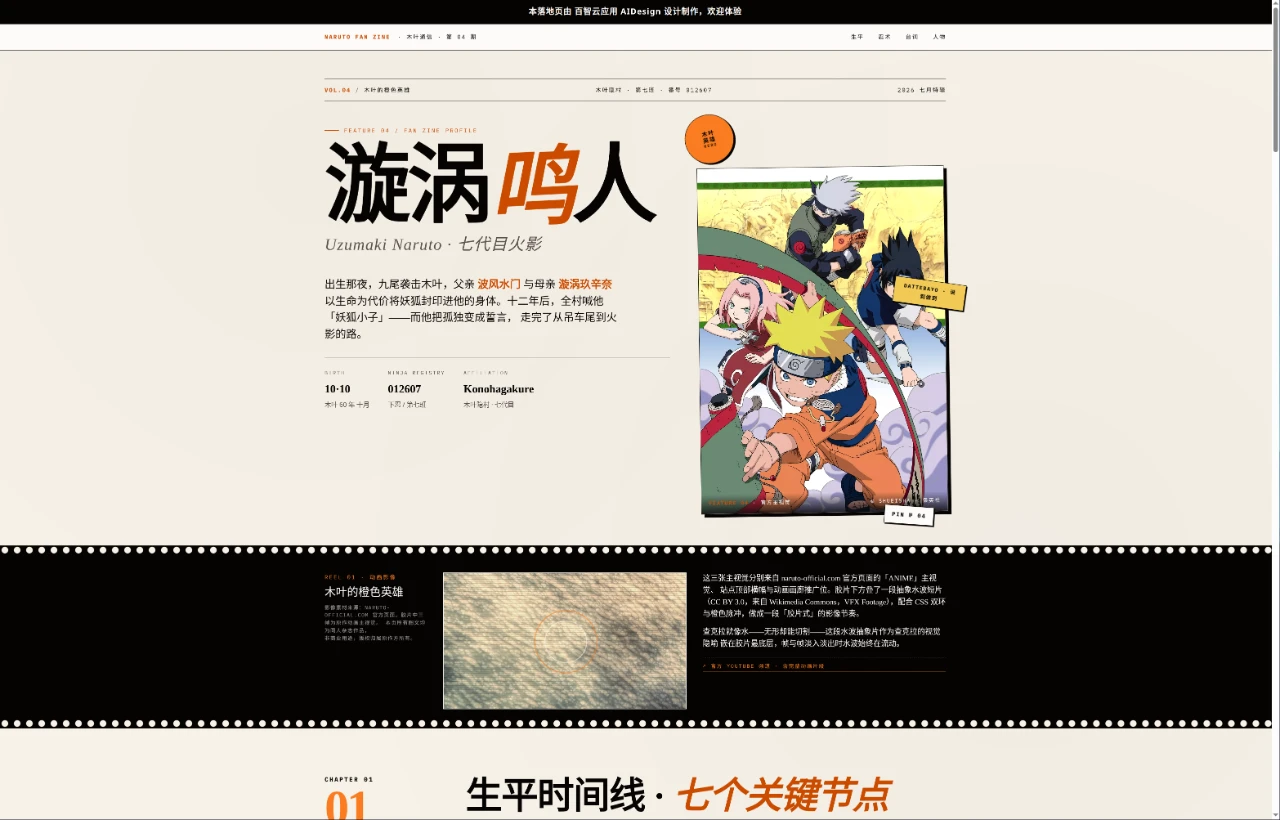 NARUTO FAN ZINE · 漩涡鸣人人物介绍 封面